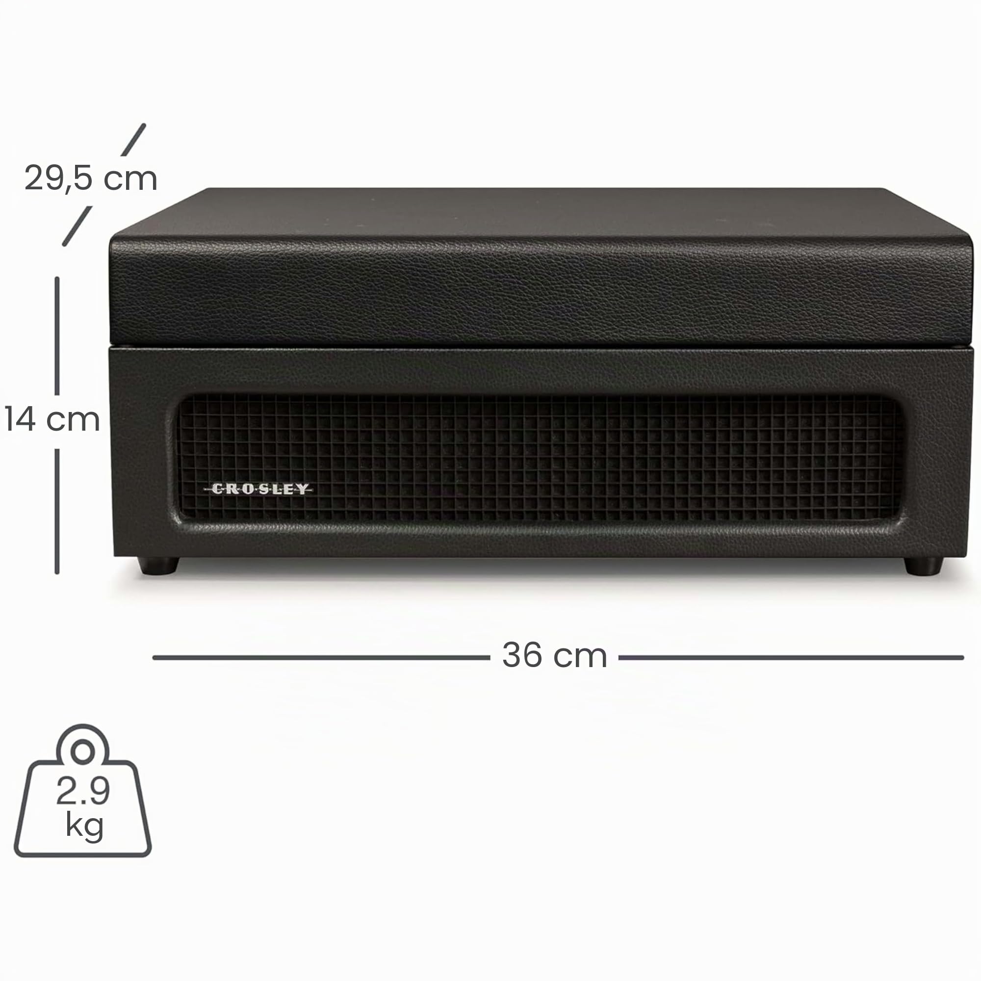 Crosley Voyager Tocadiscos con 2 Altavoces, Bluetooth In & out y AUX - Tocadiscos Retro de 3 velocidades - para vinilos de 7", 10" y 12" - Portátil con Estuche Integrado - Negro