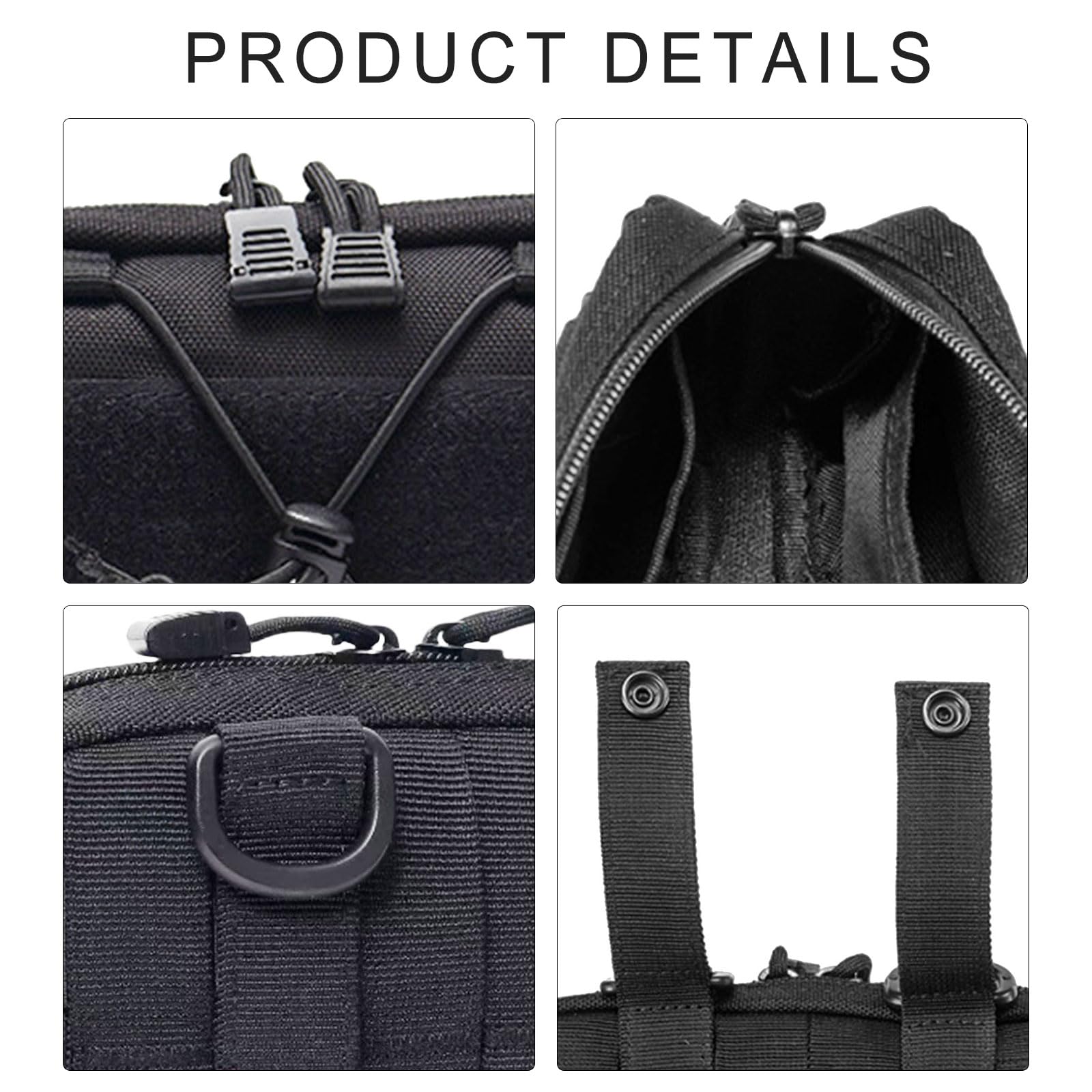 Pochette Tactique Molle Horizontale – 19x12x6 Cm, Multifonction Pour Ceinture, Gilet, Sac à Dos – Idéal Camping Randonnée EDC