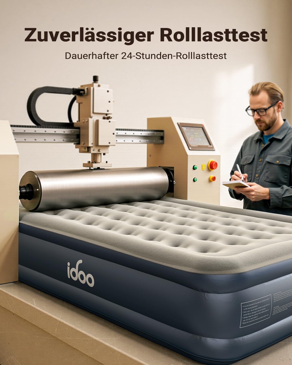 iDOO Luftmatratze Selbstaufblasend, Luftbett 2 Personen, Aufblasbare Matratze, Gästebett mit Elektrischer Luftpumpe, Aufblasbares Bett Schnelles in 3 Minuten Aufblasen für Camping 152x203x46cm