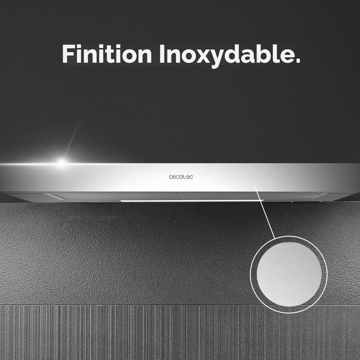 Cecotec Hotte aspirante télescopique 60 cm Bolero Flux TLM 603500 Inox 70 W 350 m3/h Commande mécanique 2 niveaux Lumière Filtre à charbon