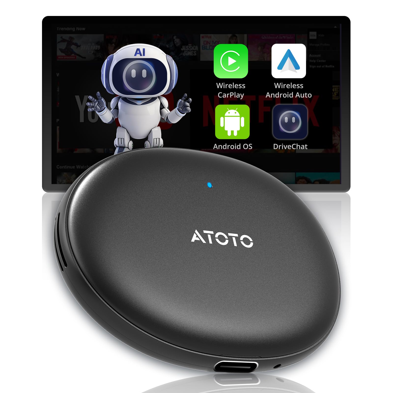 ATOTO AD5 カーエンターテインメントAIボックス Amazon.com: ATOTOZONE AD5 Wireless CarPlay Adapter & Android Auto