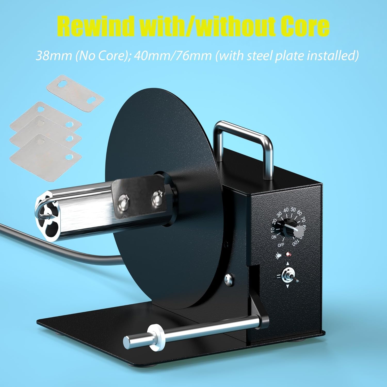 Automatic Label Rewinder, Auto-Sync Thermal Label Rewinder, 2-Way Label Rewinding Machine for Ø1.6”/3.0" Cores, Supports No Core Rewinding, Max. Ø7.1” Label Roll (R3 Pro)