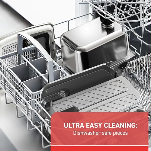 Miniatura 6 de T-fal Freidora compacta EZ Clean de acero inoxidable con cesta, aceite de 1.8 litros y capacidad de alimentos de 1.7 libras, 1200 vatios, fácil de