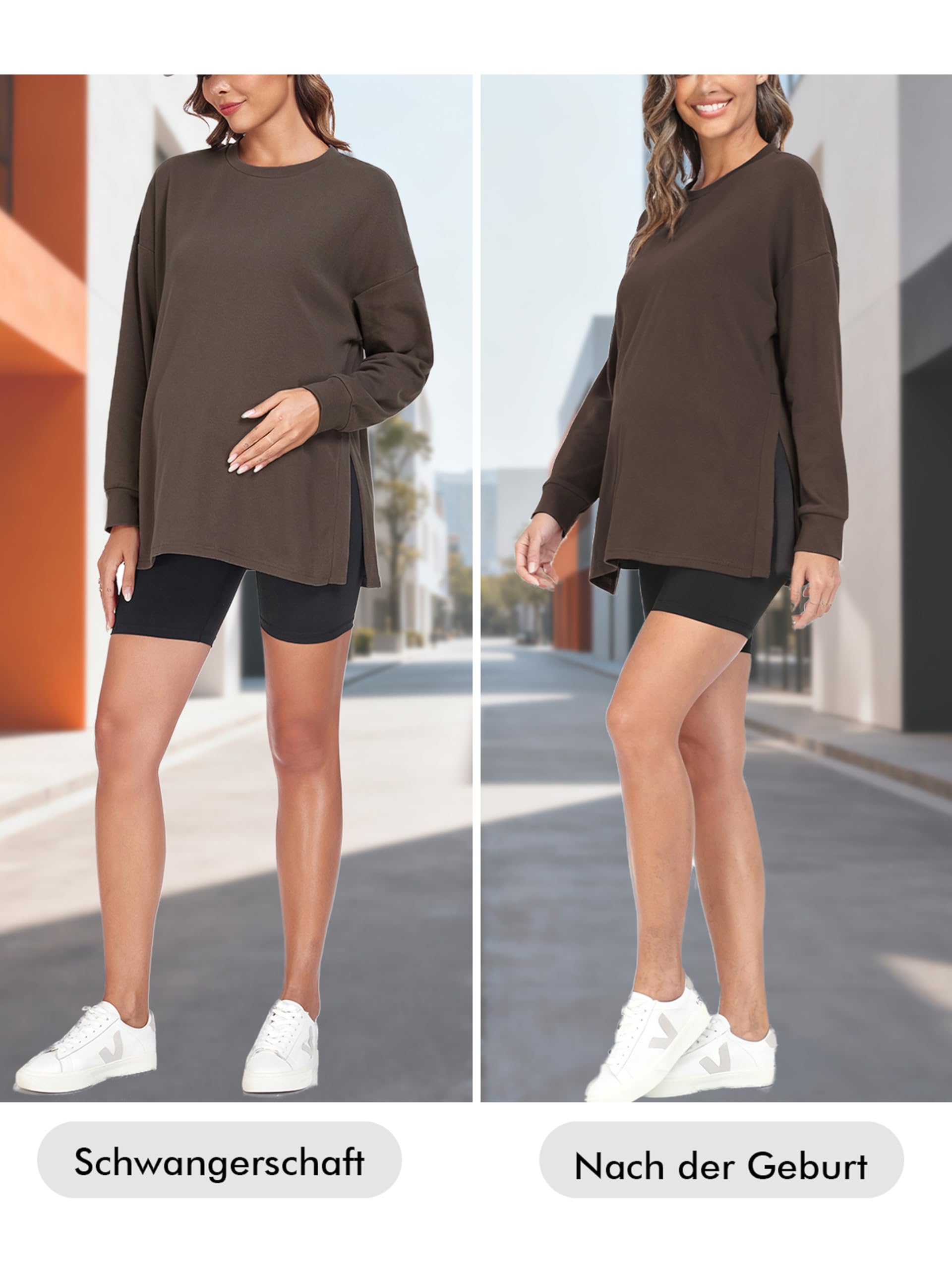 T-shirt de grossesse à manches longues pour femme Haut de grossesse Tops de grossesse Vêtements de maternité, gris, M