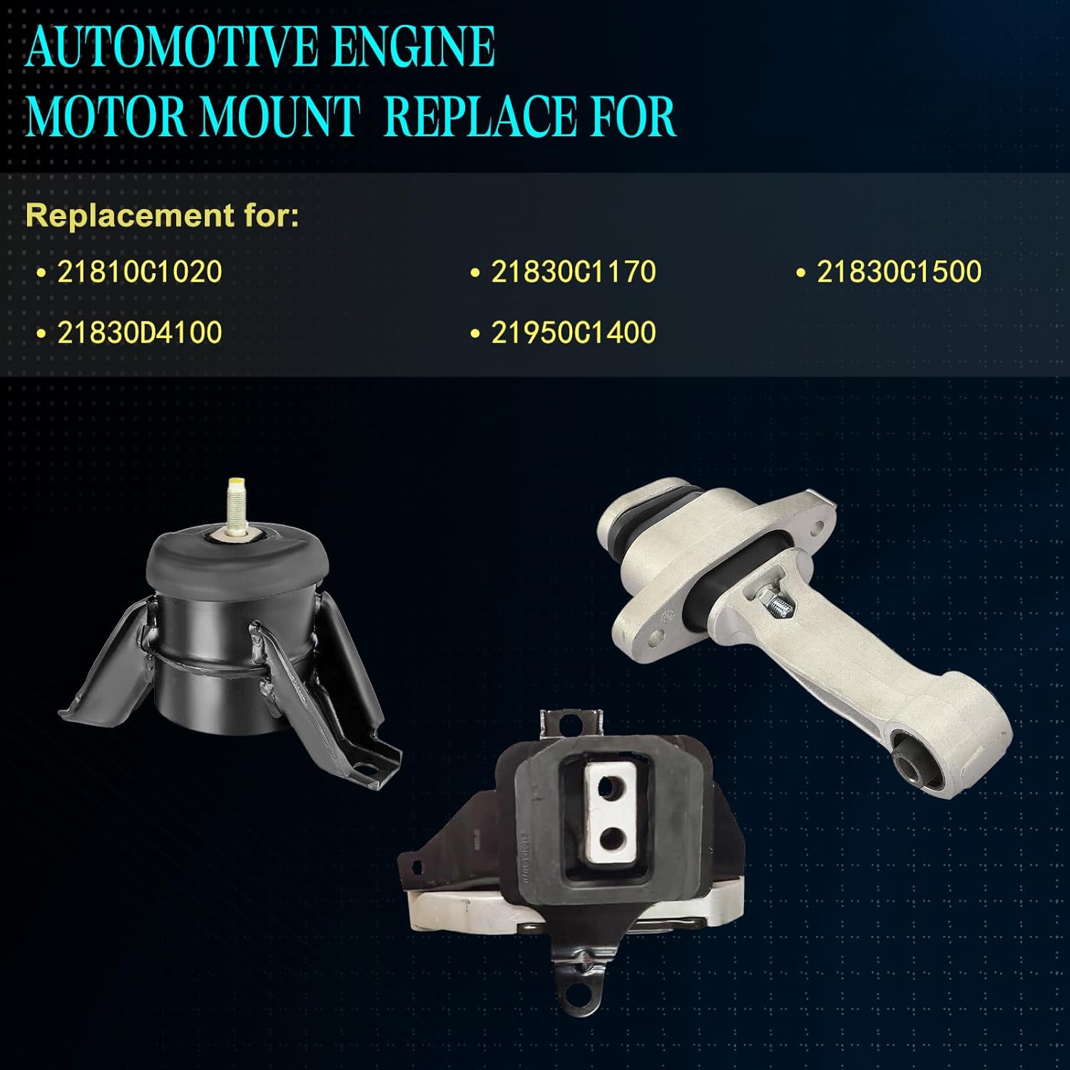 Motor Mount Kit 300877 Compatible with 2015-2019 Sonata 2.0L 2.4L L4, 2016-2020 Optima 2.0L 2.4L L4 ,Engine Mount Replace for A61001 A71099 A71101