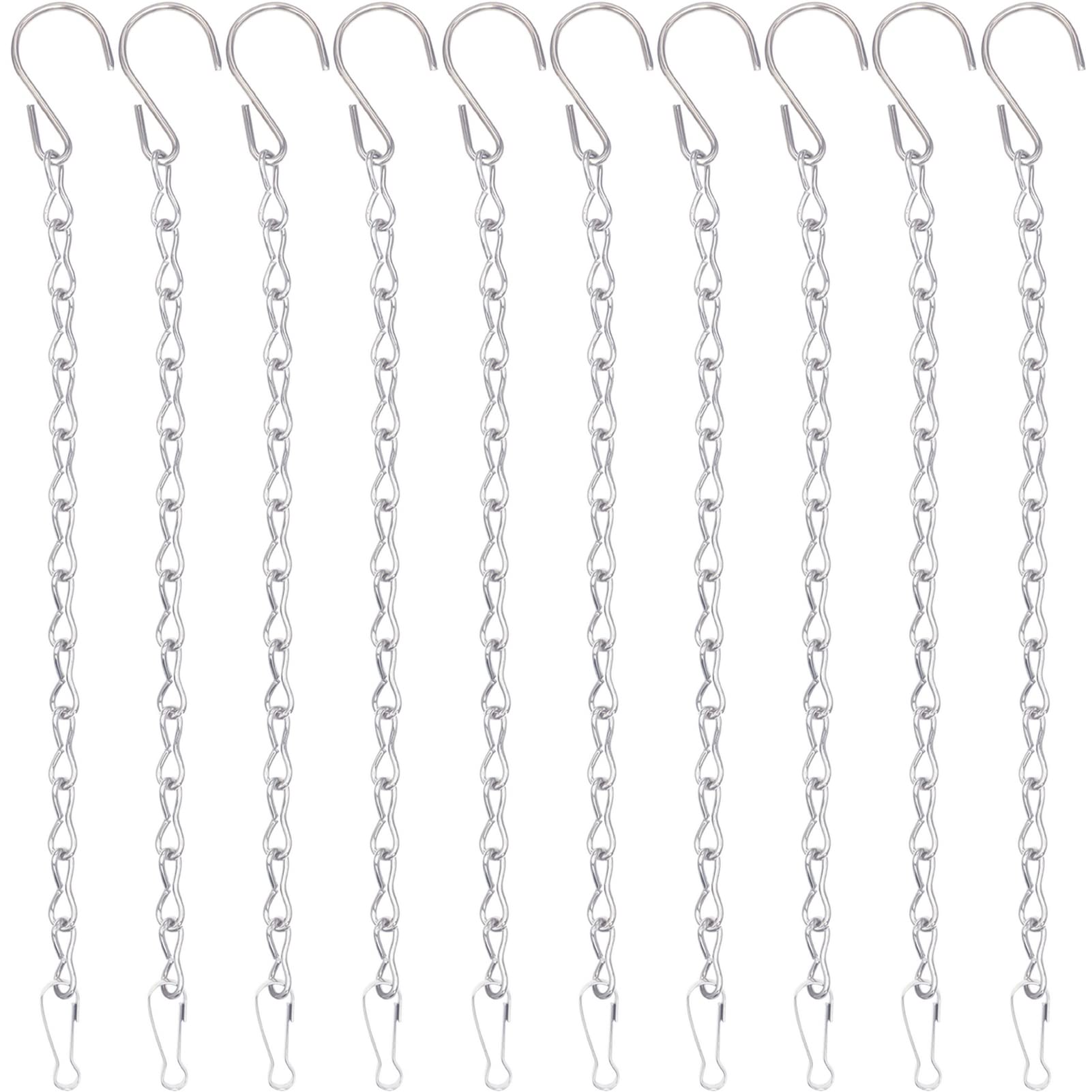 YINGFENG 10 Pack 9.5 Inch Silver Hanging Chains for Hanging Bird Feeders, Bird Houses, Planters, Baskets, Birdbaths, Lanterns, Wind Chimes, Billboards, Signs and Ornaments