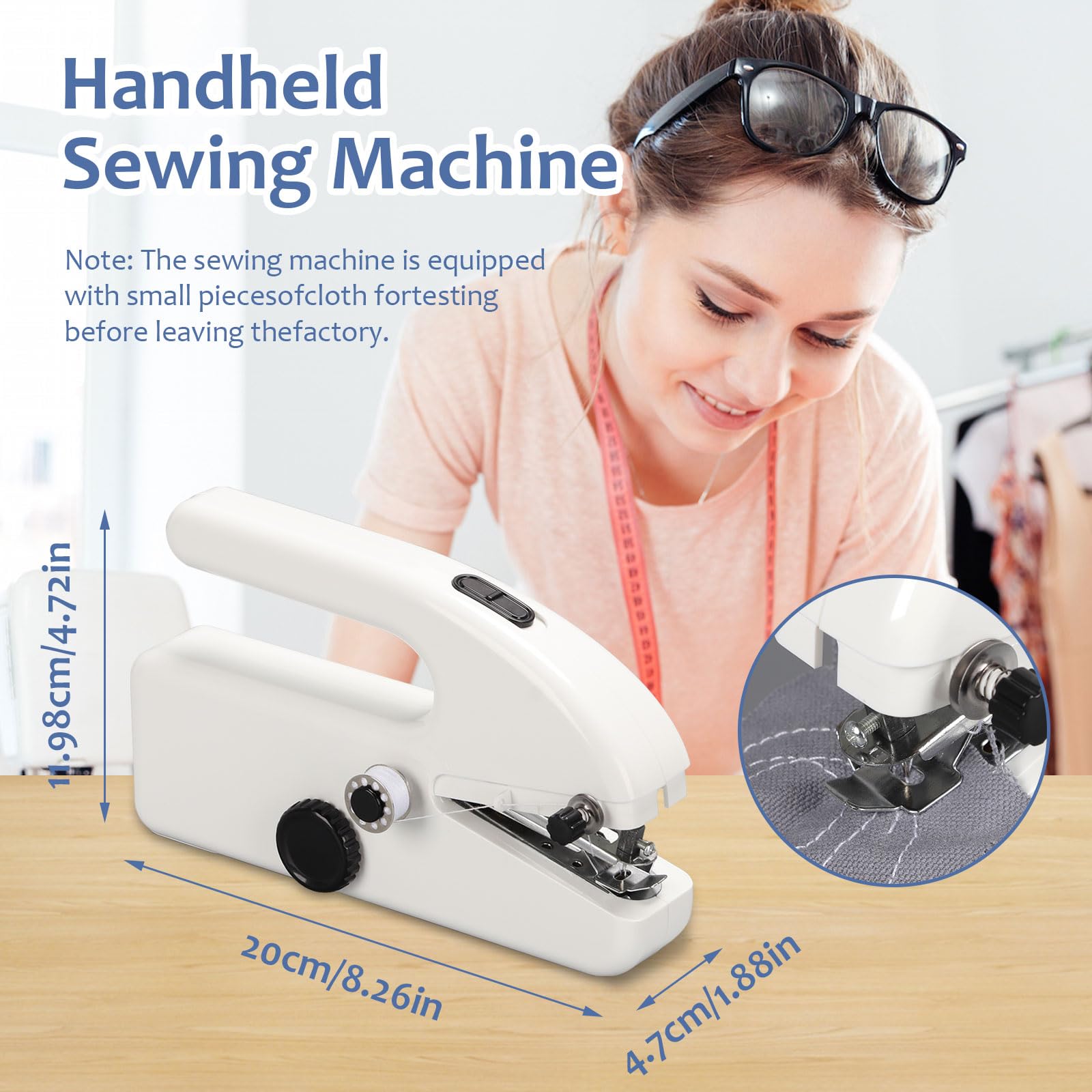 Macchina da Cucire Portatile, Elettrica a 2 Velocità, Mini Macchina da Cucire a Mano, Mini Cucitrice per Tessuti Portatile con Accessori da Cucito per Tessuti, Abbigliamento, Principianti, Fai Da Te