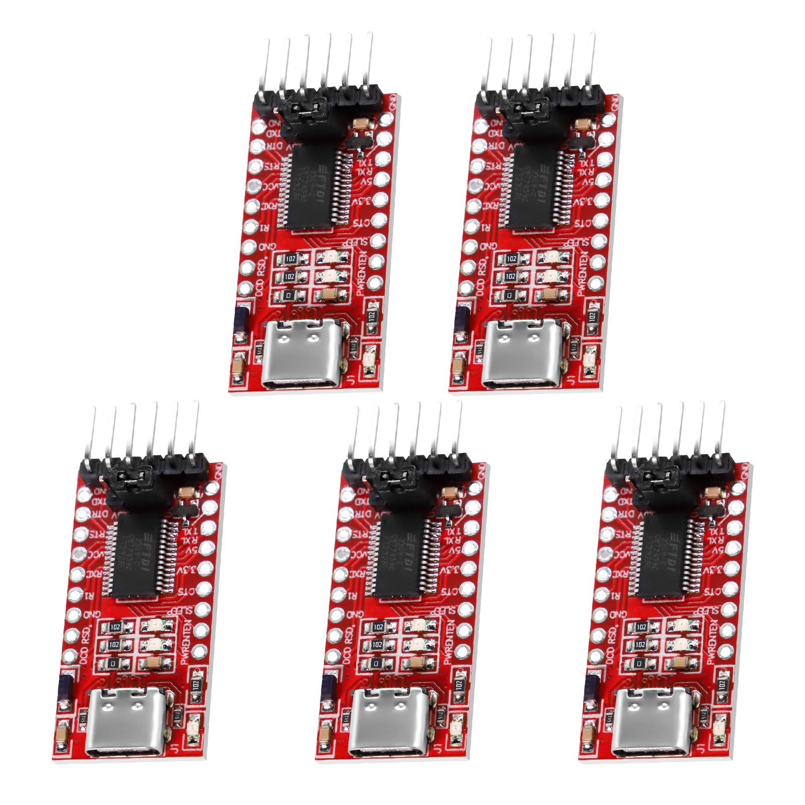 Adattatori seriali USB-C a TTL 5 PCS FT232RL USB a TTL Adattatore seriale Module per 3,3 V e 5 V compatibile con Arduino