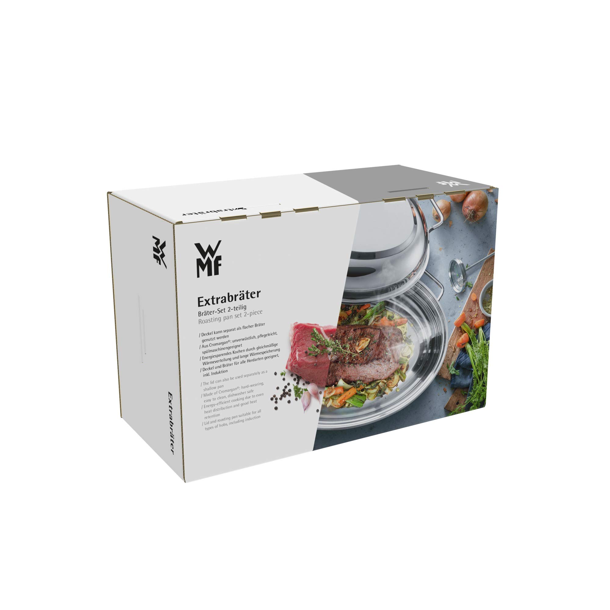 WMF 0788009990 - Rostiera in Cromargan: acciaio INOX 18/10, con coperchio utilizzabile come padella