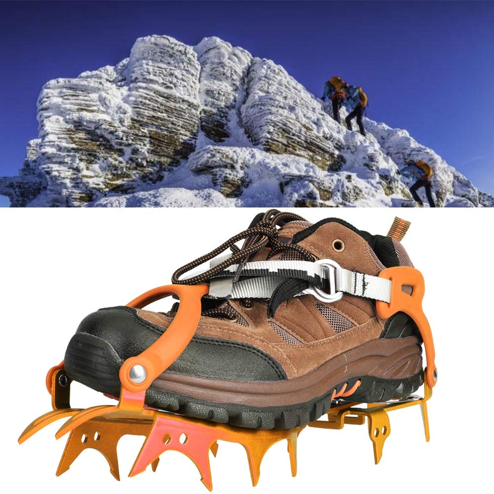Ice Grips with 14 Teeth and Anti Slip Function for Snow Hiking and
