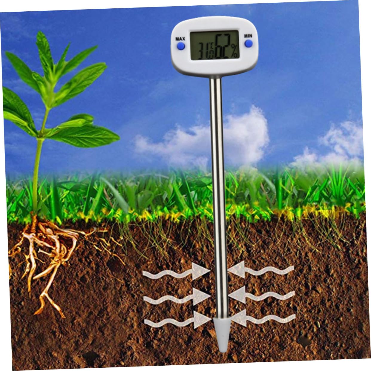 Kisangel 2 Piezas Temperatura y humedad del suelo termometro termómetro medidor humedad medidor de agua del suelo instante herramienta de prueba de suelo medidor de prueba de suelo
