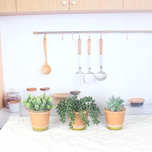 Miniatura 5 de 3 plantas suculentas artificiales en maceta, plantas suculentas falsas en maceta, plantas falsas en maceta, decoración de estantería de oficina