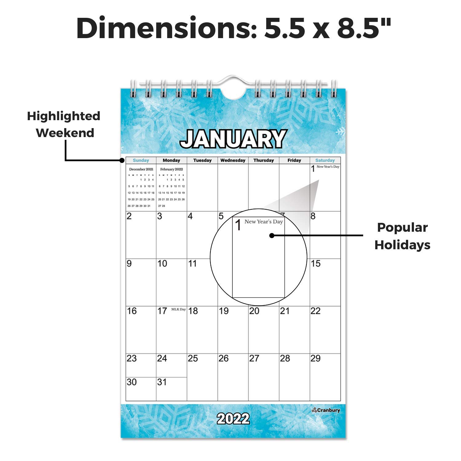 Buy CRANBURY Mini Wall Calendar 2022 2023 (Seasons), Use to June 2023, 5.5x8.5 Small Notepad