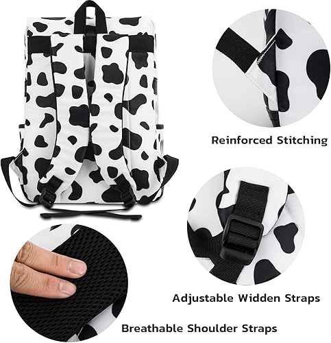 Miniatura 6 de Ronyes Mochila vintage para mujeres y hombres, mochila para laptop de 15.6 pulgadas, mochila casual para trabajo universitario, Blanco, Mochilas