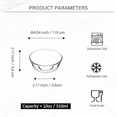 Miniatura 2 de Cuencos pequeños de vidrio, cuencos de vidrio transparente, cuencos para servir postres, dulces, nueces, helado, aperitivos (6 unidades, 10 onzas)