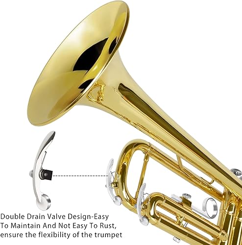 Miniatura 39 de EASTROCK Bb Trumpet Juego de trompeta estándar con estuche de transporte, guantes, boquilla 7C y kit de limpieza (negro)