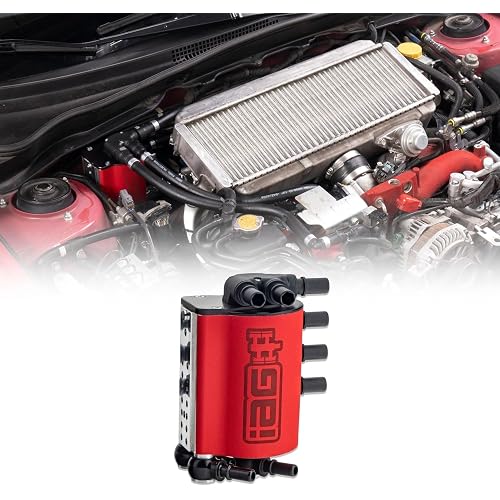 IAG Performance Air/Oil Separator (AOS) for Subaru Impreza WRX 08-14, STi 08-21 (Red)