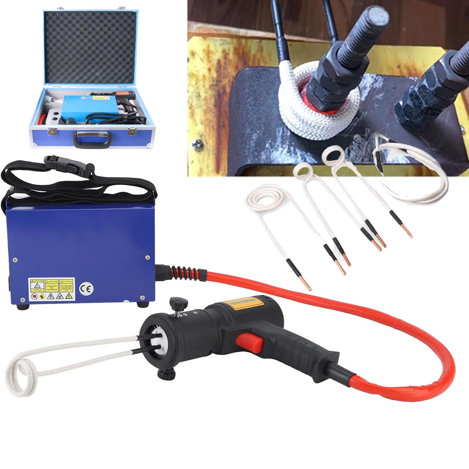 Mini ręczna elektromagnetyczna nagrzewnica indukcyjna, bezpłomieniowe zardzewiałe śruby o mocy 1,5 kW Narzędzie do usuwania ogrzewania, odpowiednie do samochodów, sprzętu rolniczego, łodzi i obrabia
