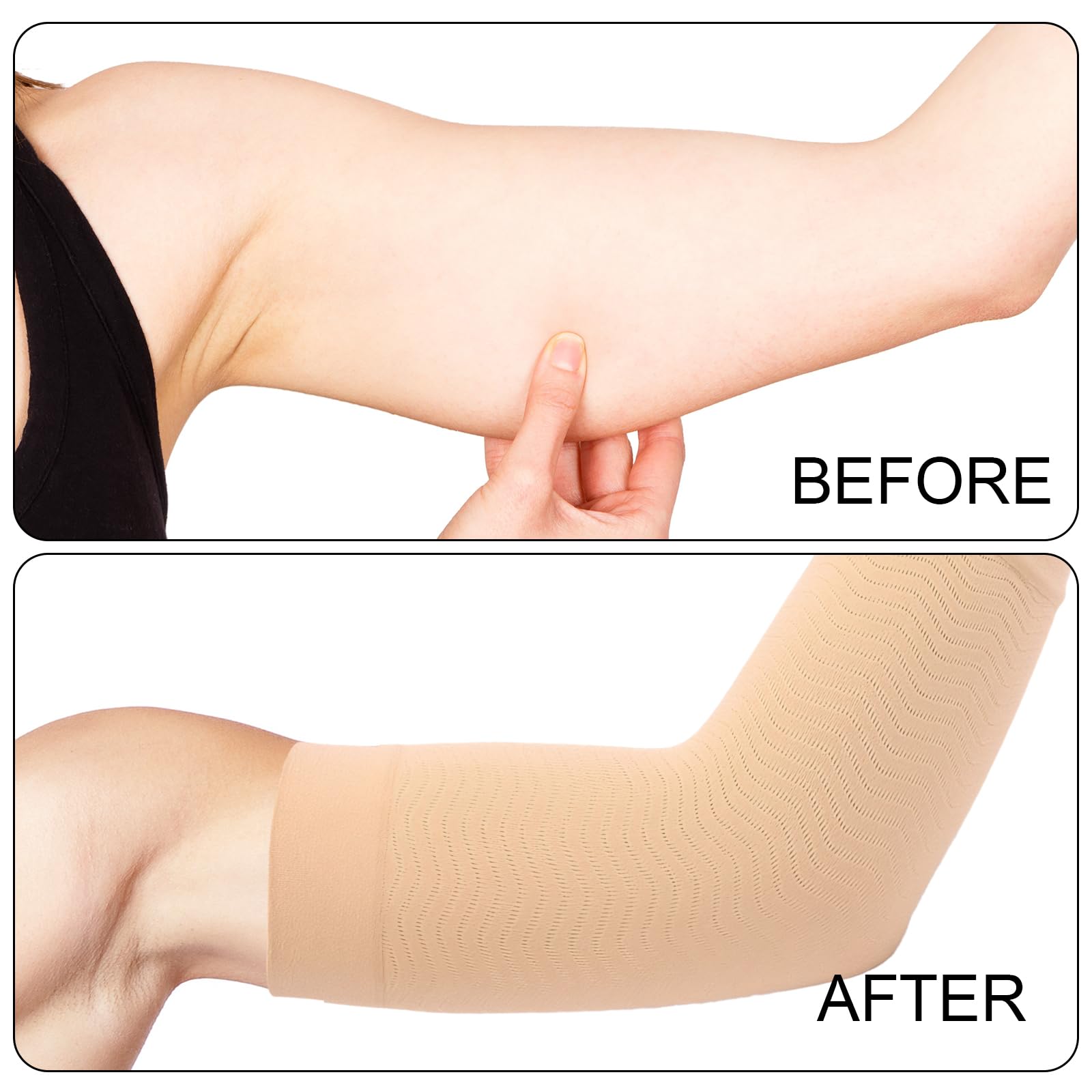 2 Paare Oberarm Bandage, Kompression Arme Lipödem, Arm Kompression, mit Sport-Stirnband, Schweißabsorbierend und Atmungsaktiv, Geeignet für Ellenbogensport und Fitness (Schwarz/Hautfarbe)