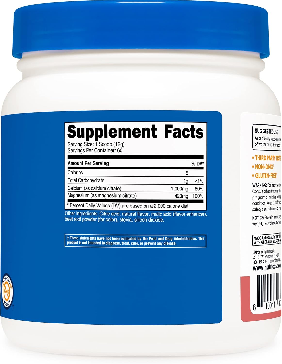 Nutricost Calcium Magnesium Powder (Raspberry Lemonade