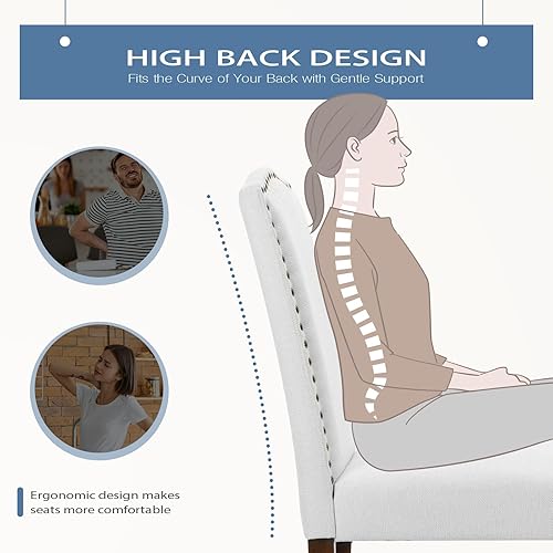 Miniatura 3 de DUMOS Juego de 2 modernos adornos de tela tapizada para comedor con patas de madera y decoración de mediados de siglo para sala de estar, cocina,