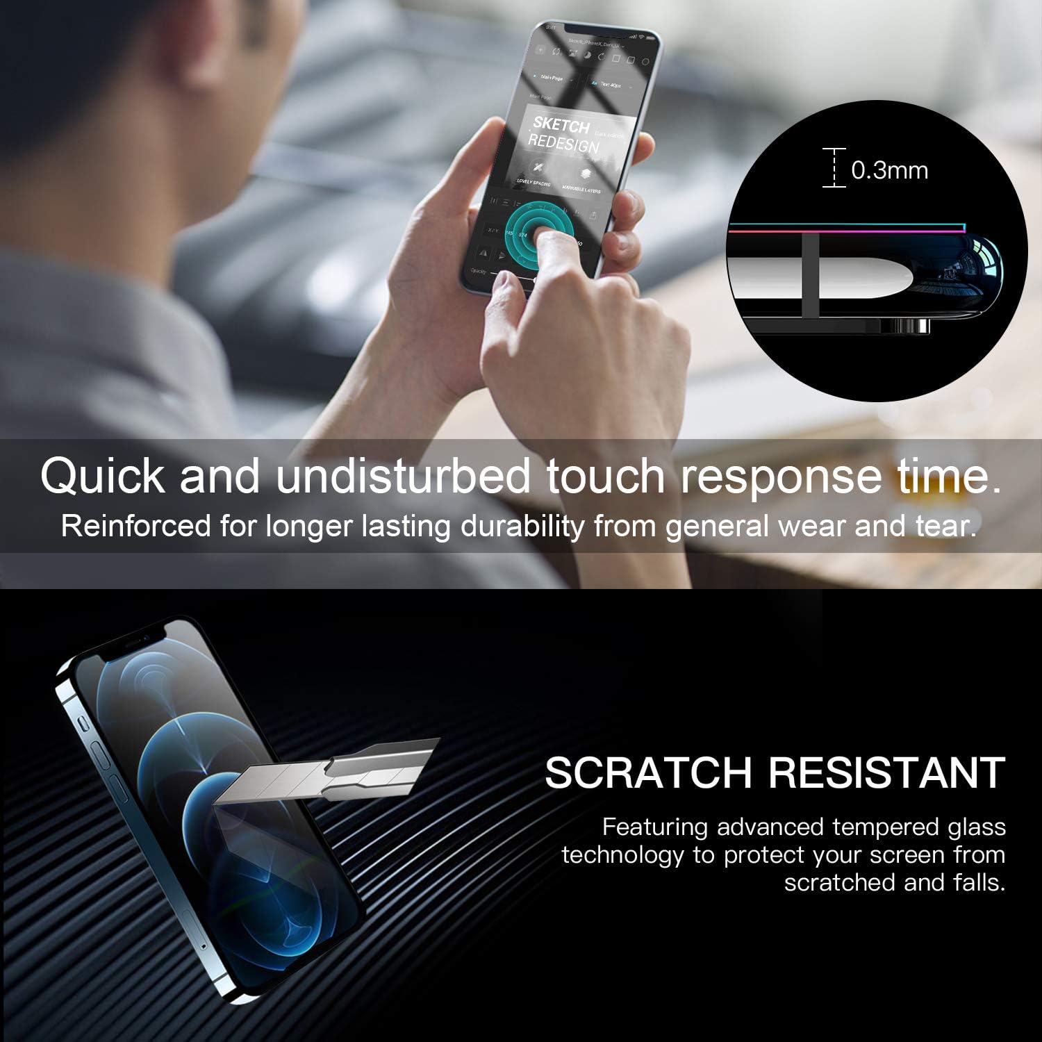 ZoneFoker [3 Pack] Screen Protector Compatible with iPhone 12 Pro Max(6.7 inch,2020 Release) with Guide/Aligner Frame,Tempered Glass, [9H Hardness] [High Definition] [Bubble Free]