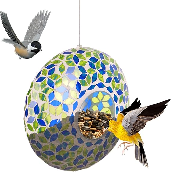 Mosaic Bird Feeder, Outdoor Fly Through Wild Hanging Bird