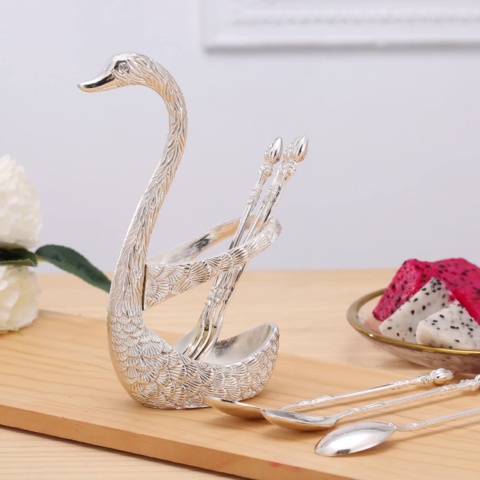 Amazon.co.jp: 白鳥 箸置き リングホルダー スワン フルーツフォーク 