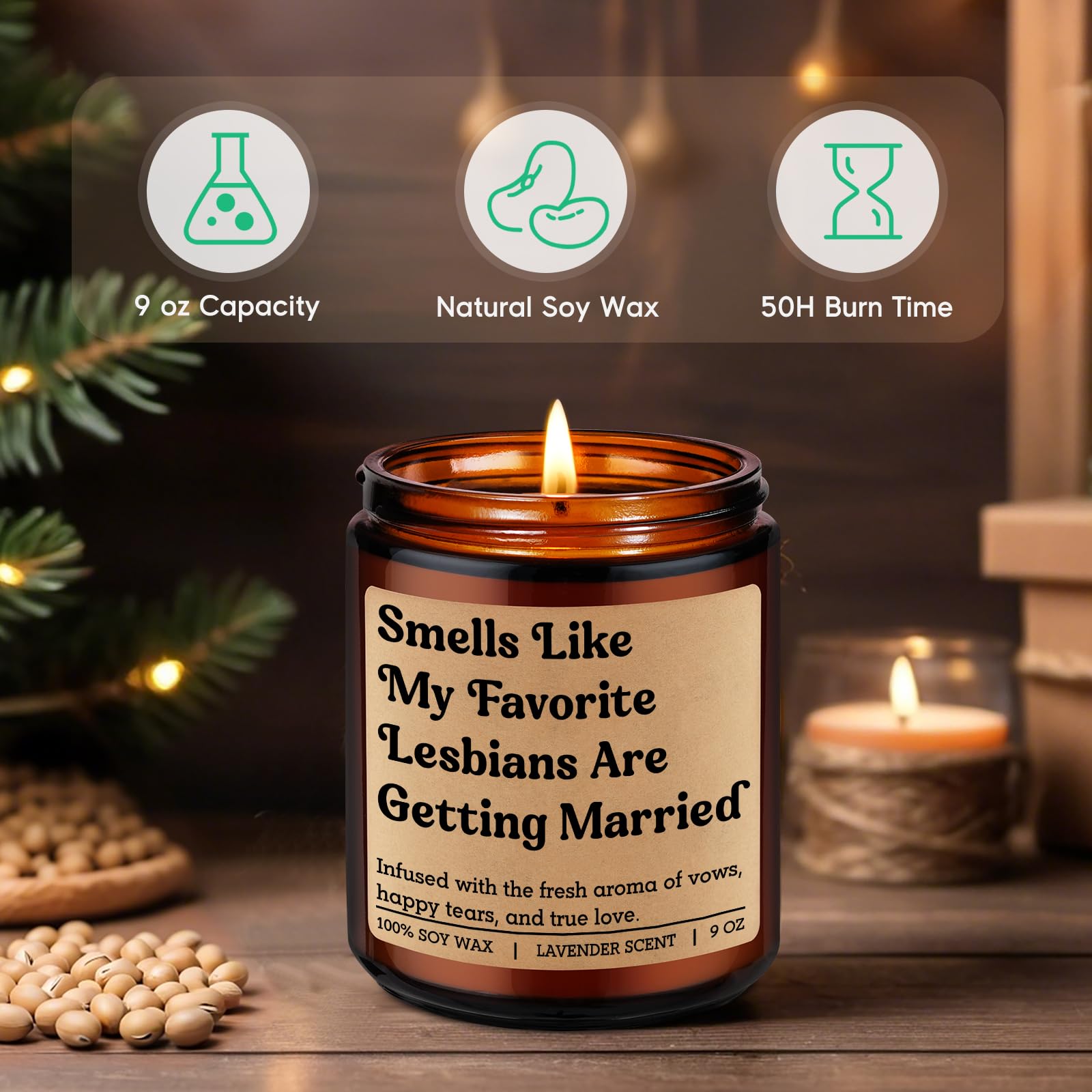 GSPY Scented Candle, Lesbian Wedding Gifts for Couples - Lesbian Engagement, LGBTQ Wedding Gifts for Bride, Her - Funny Mothers Day, Married, Engaged, Bridal Shower Ideas for Newlyweds, Queer, Friend