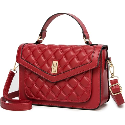 MBDFUT Crossbody Bags for Women Pu Leather Shoulder Bag Womens Quilted Satchel with Handle Ladies Purse Evening Small Handbag