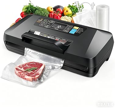 95KPa Vacuum Sealer Machine for food,Full Automatic with Double 12mm Heat Seal, 10in 1 Modes, Built in Cutter & Bag Storage, Includes 1 Roll and 10pcs Pre cut Bags
