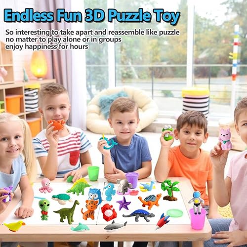 Vista 29 de Borradores de animales de escritorio para niños y niñas, borradores de rompecabezas, borradores desmontables, juguetes para regalos de fiesta