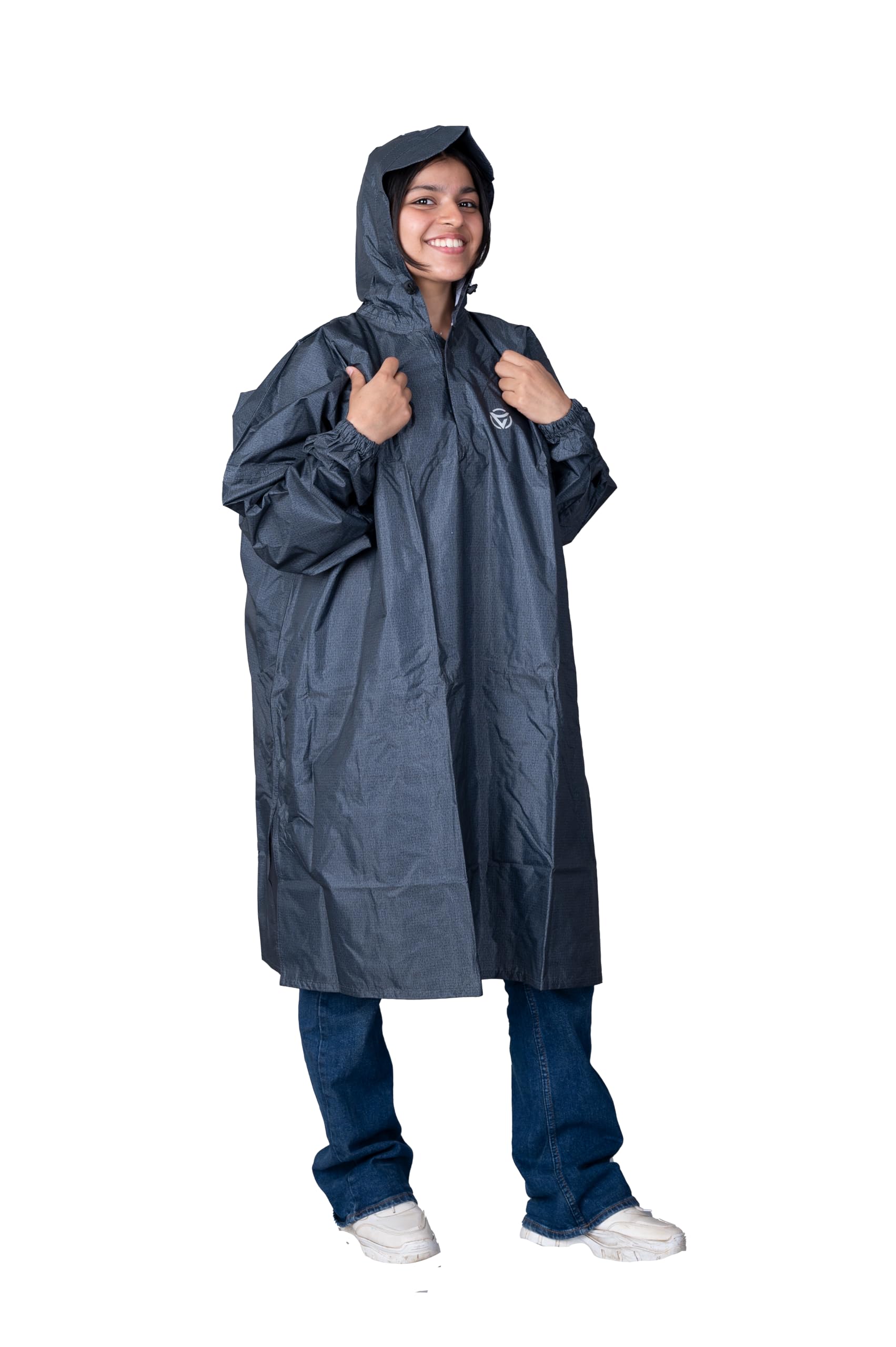 VARSHA Premium Nylon Unisex Raincoat Waterproof Seam-Sealed Rain Poncho with Adjustable Hood & Elasticated Cuffs,Free Size-One Size Fits All (P-033)-image-43