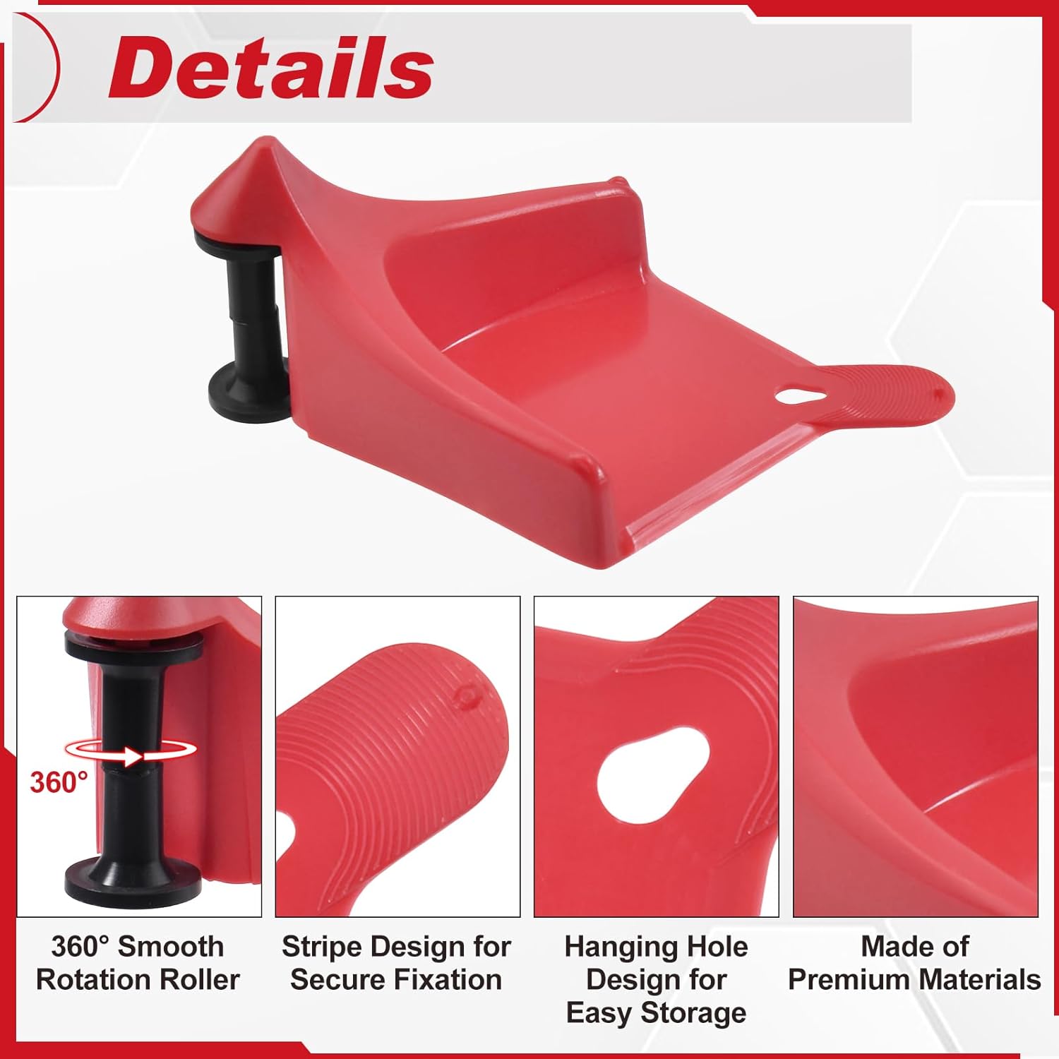 4 Pcs Car Hose Guide, Detailing Tire Hose Guide, Tire Hoses Roller for Car Washing Preventing Pressure Washer Stuck Under The Wheels, Plastic Wash Tool to Avoid Snagging(Red)