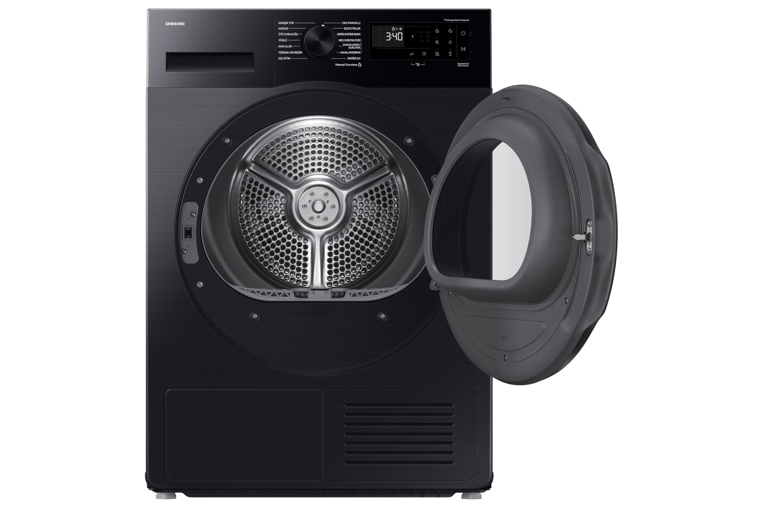 Samsung Secadora Bomba de calor 9Kg Clase C Negra DV90DG52A0ABEC | Ahorra hasta un 20% de energía gracias a la inteligencia artificial, Secado Automático OptimalDry, Puerta Reversible