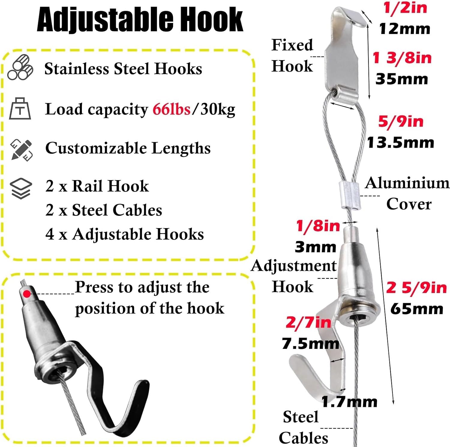 Heavy Duty Picture Hanging System, Adjustable Click Rail Track Art Hanger Kit for Photos & Paintings, Discreet Wall Tracks, 1.5m & 3.0m Wire Options, Easy Installation