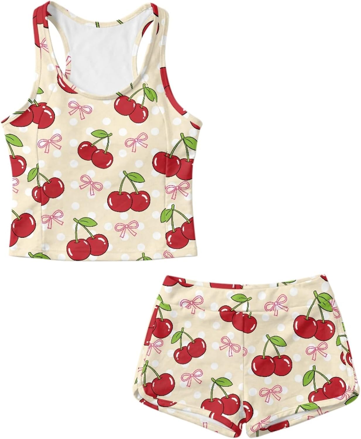 Girls Tankini Swimsuit, 2 Pieces U-Neck Tummy Control Swimwear Soft Tankini Bathing Suits High Waisted Short
