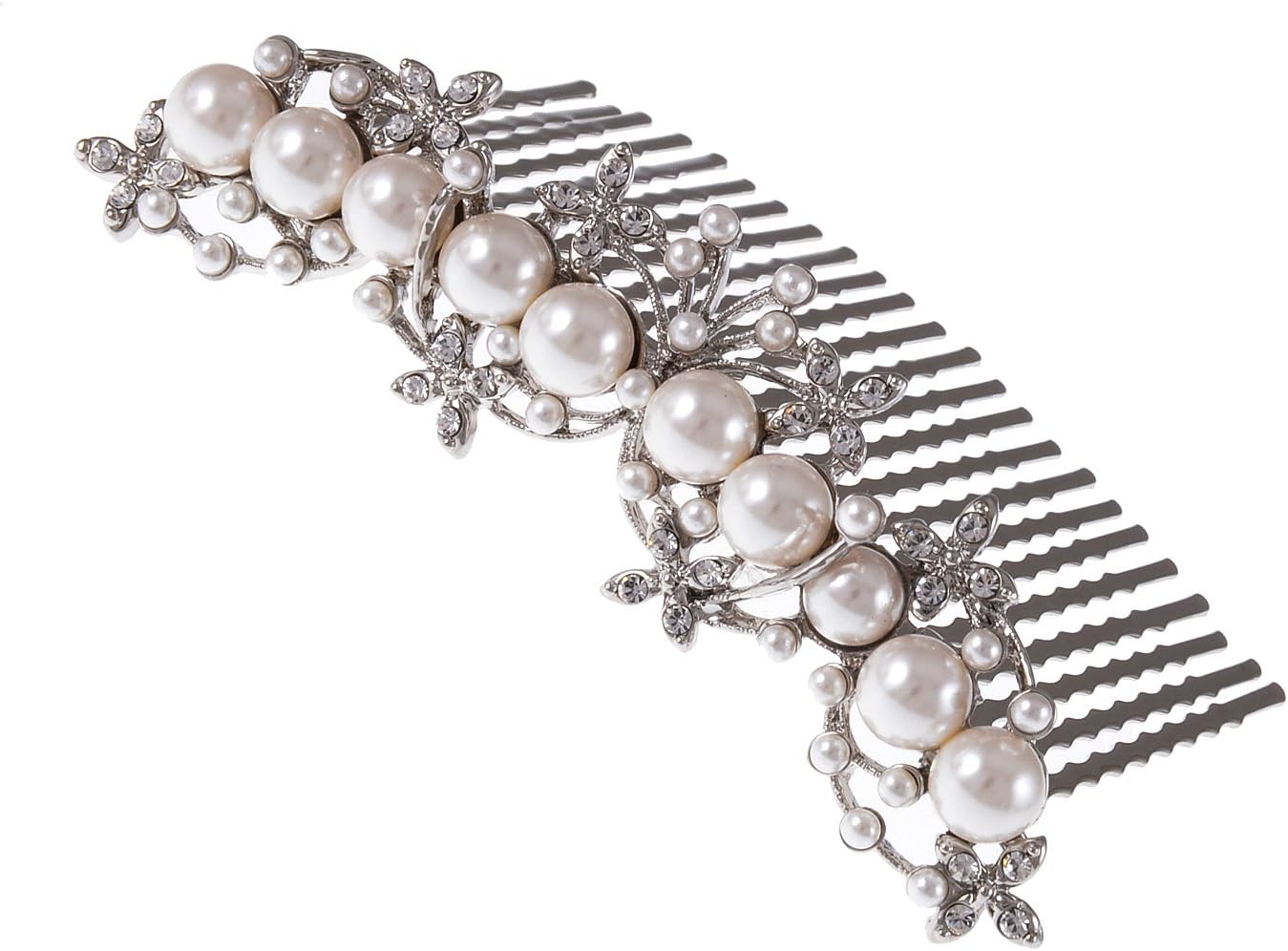 Alilang Bridal Hair Comb Crystal Rhinestone Flower Pearl Wedding Hair Accessories