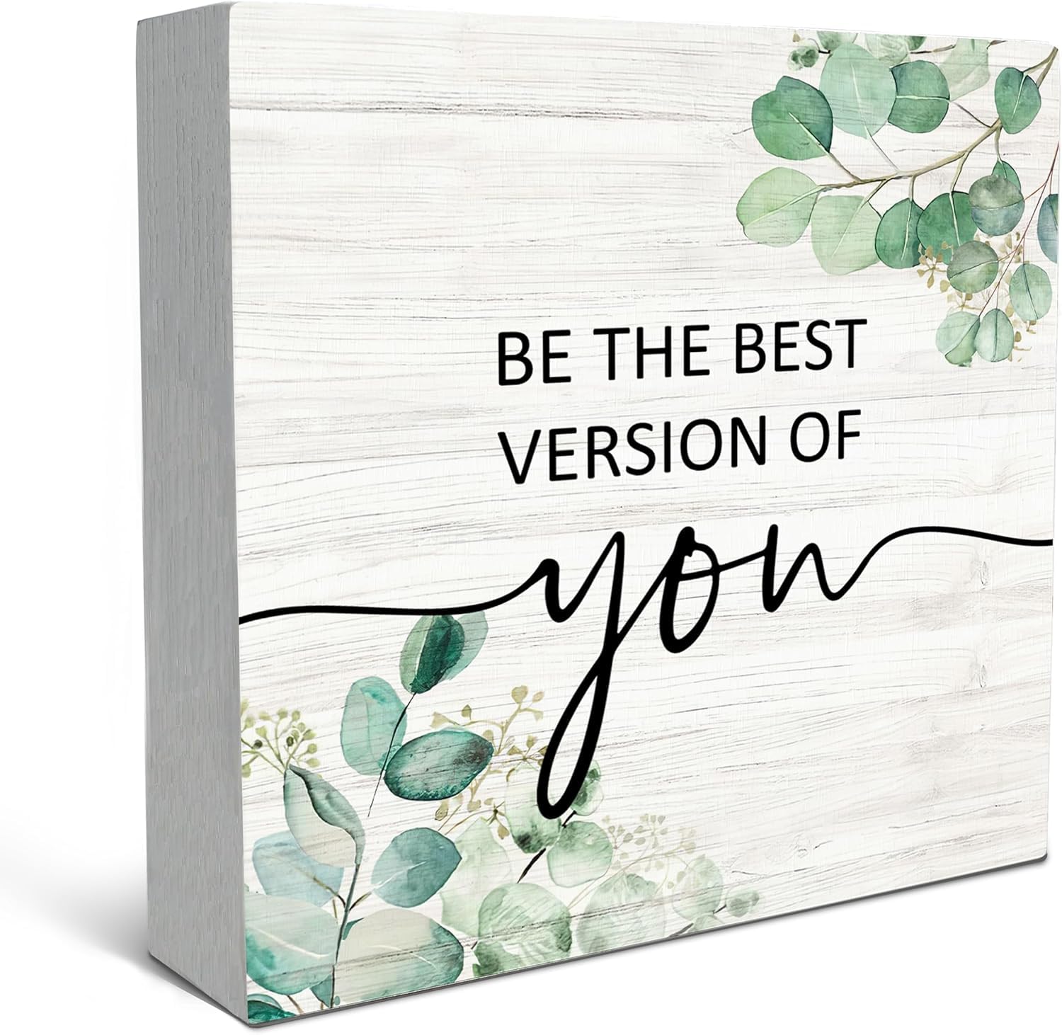 7x7 Inch Wooden Box Sign Be the Best Version of You Farmhouse Decor