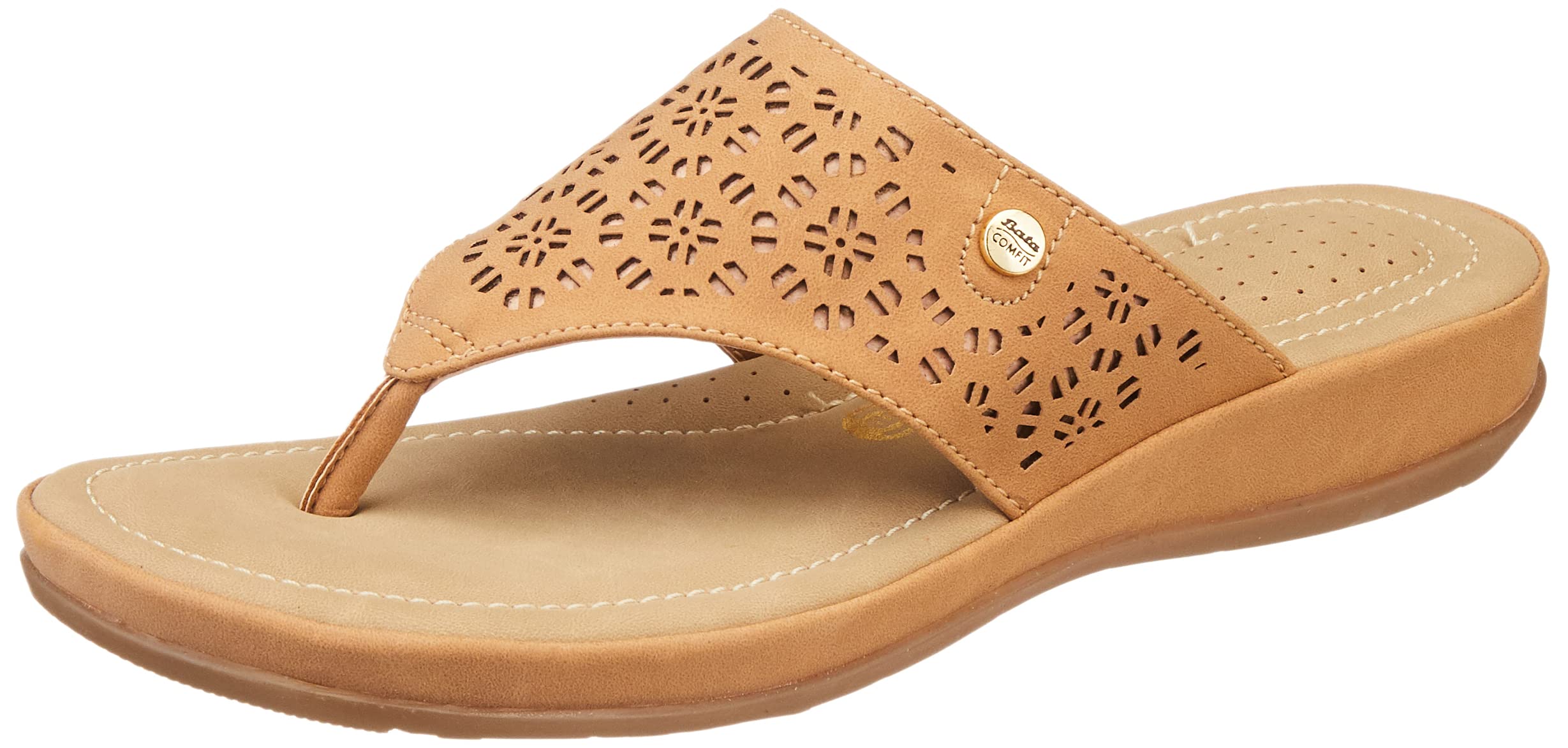 bata comfit CONCORDIA Tan Casual Slipon Flip Flop Thong Slipper Thong Slipper Flat & Low HH 0-25 MM For Women UK Size- 5-picture-19