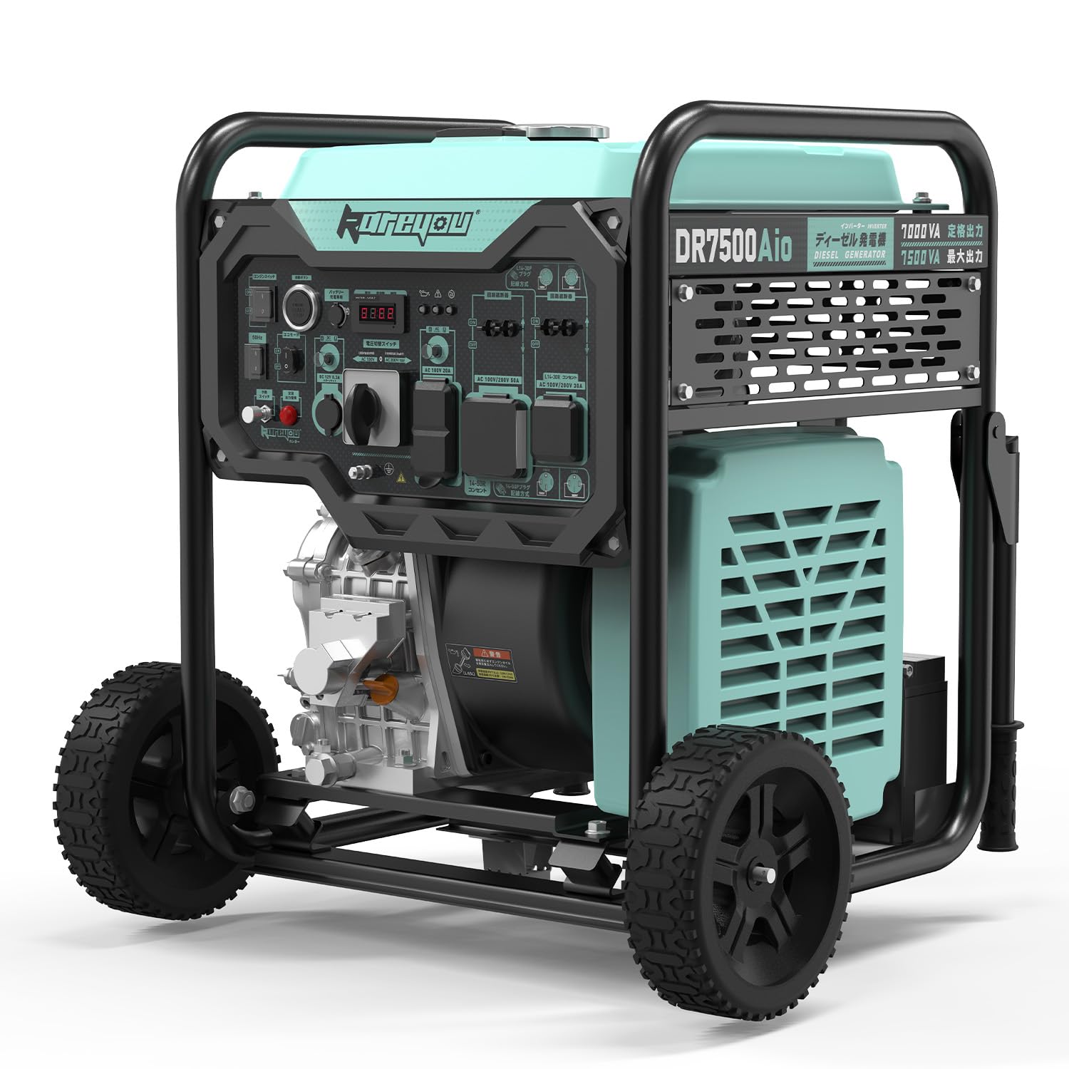 100V防音型ディーゼル発電機　セルスタート型です。4WD軽トラで運びますよ！！軽油で動きます。 ディーゼル発電機インバーター 軽油発電機 オープン型7.5kVA出力 単相