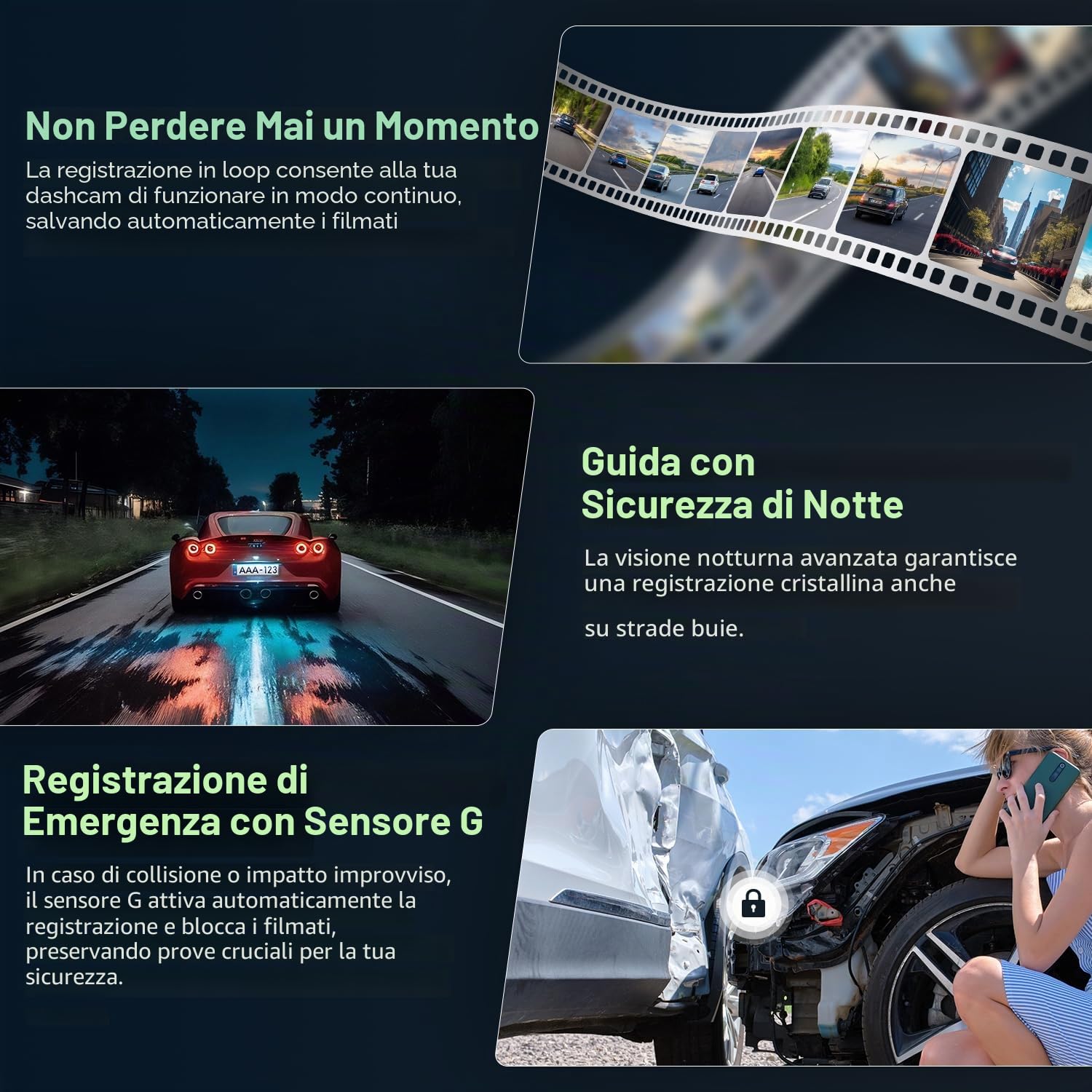Schermo CarPlay Auto 9" compatibile con Apple CarPlay e Android Auto wireless, SuperLink e AirPlay doppio mirroring, dashcam 4K + retrocamera 1080P, registrazione in loop, 64GB inclusi, Bluetooth