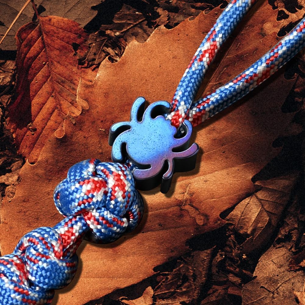 Titanium Beads Paracord Lanyards: TC4 EDC Lanyard Bead for Knives, CNC Metal Spider Shape Knife Lanyard Beads for Keychain, DIY Lanyard Bead with Parachute Cord - Image 2