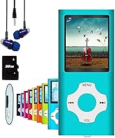 Hotechs 32GB MP3 Player with FM Radio, Voice Recorder, 10H Battery - Slim Metal 1.8" LCD, Expandable to 128GB (Light Blue)