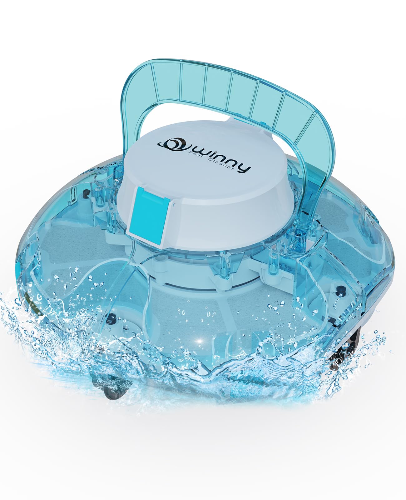 WINNY POOL CLEANER Winny 200 Pool Cleaner, Wireless Robot Pool Cleaner, 75 Min Autonomy, Detachable Pools 60 m², Double Filtration, Car Parking (Transparent Blue11)