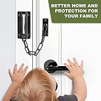 Vista 2 de Paquete de 2 cerraduras de cadena para puerta, color negro, cadena de seguridad para puerta interior, cerradura de puerta de cadena gruesa premium
