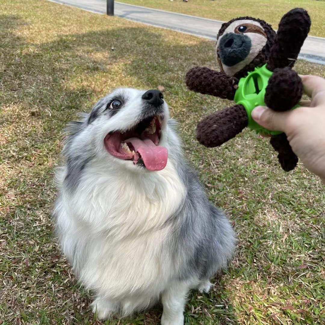 Juguetes chirriantes para perros, juguetes interactivos de felpa duraderos para mascotas, juguete dispensador de alimentos, divertido juguete de goma para masticar para cachorros, perros