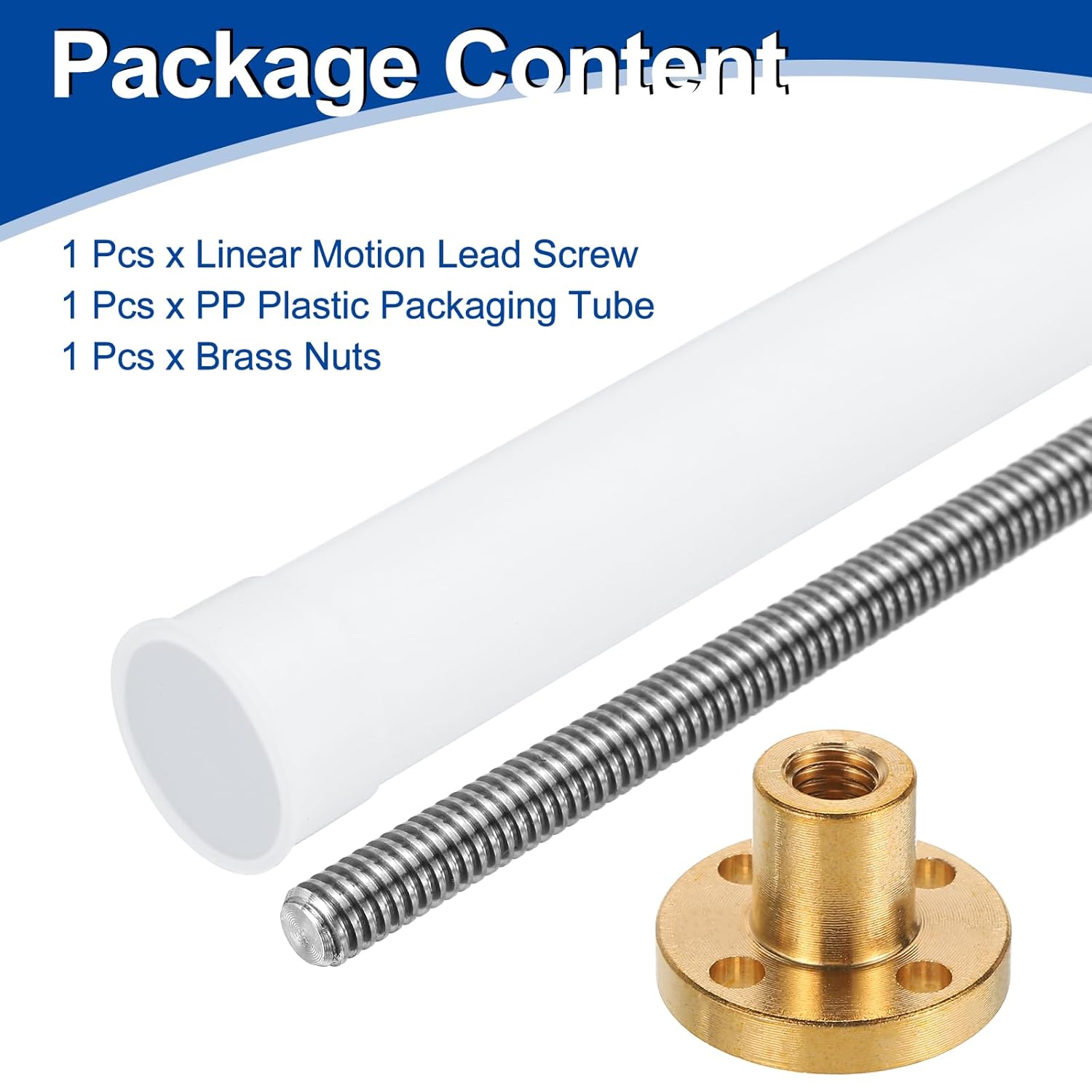 uxcell 650mm Tr6X1 Lead Screw with Brass Nut (1mm Pitch, 1 Start, 1mm Lead), 304 Stainless Steel Screw Bar Printer Upgrade Parts with Plastic Packaging Tube, Silver