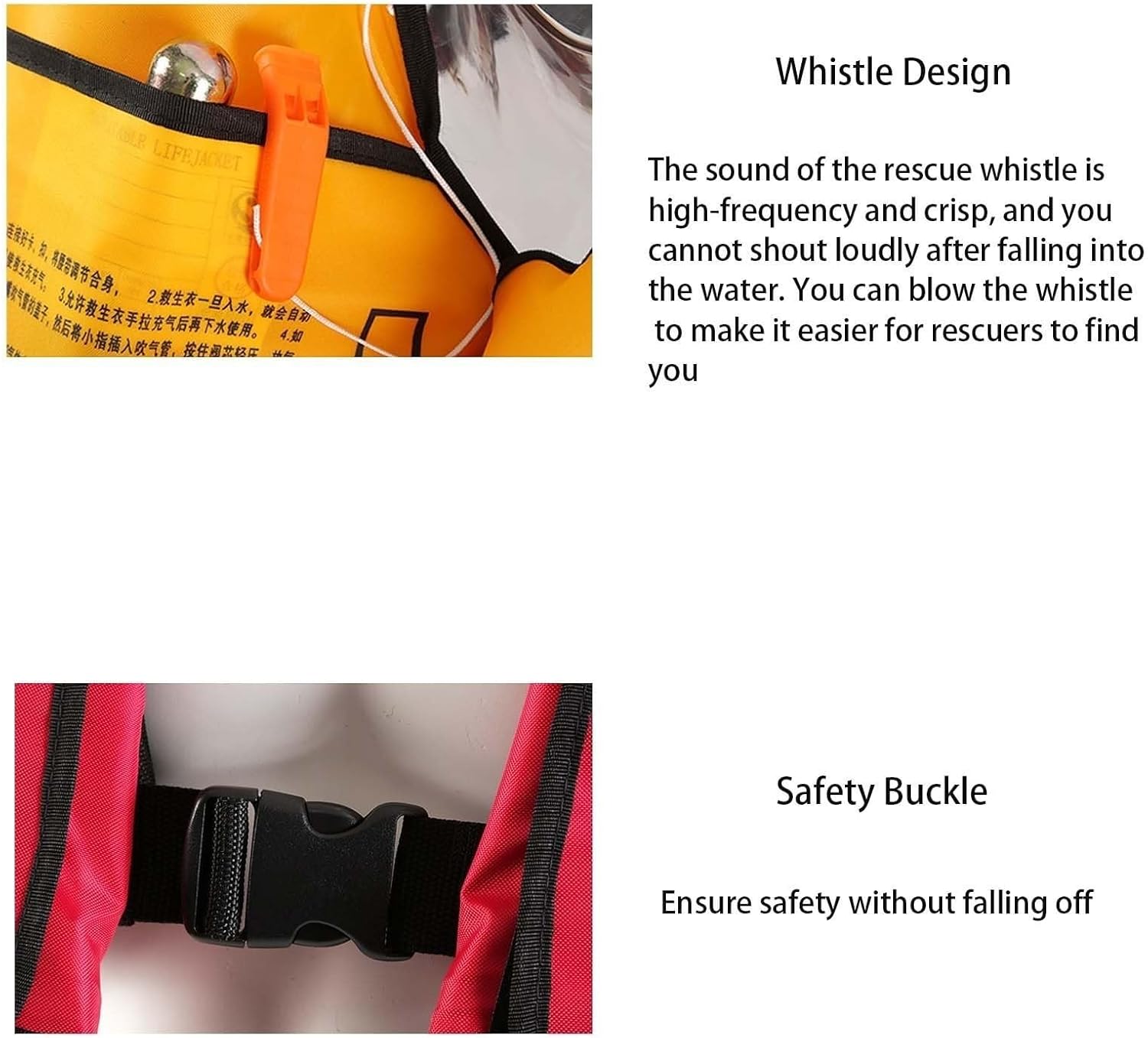 Inflatable Kayak Vest Adult PFD, 150N Emergency Kayak Vest with Whistle, Reflective Strips for Kayaking, Fishing, Paddle Boarding, and Water Sports