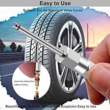 2-Pcs Valve Core Removal Tool Kit,Presta Valve Core and Stainless Steel Schrader Valves Removal Tool for Car,Bike,Motorcycle,Truck Maintenance